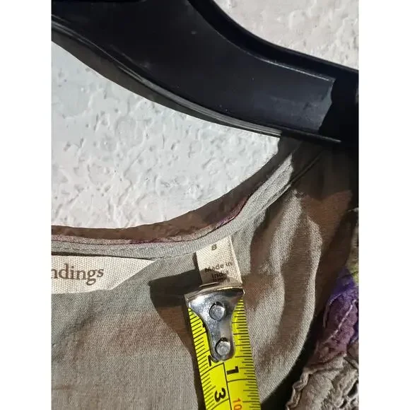 Soft Surroundings Dress Taupe Floral Peasant Chiffon Prairie Women's Size 8 - Picture 7 of 12